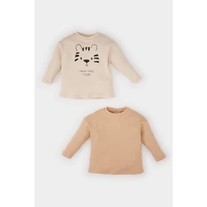 Erkek Bebek Yenidoğan Baskılı Fitilli Kaşkorse 2'li Uzun Kollu Tişört D8710A525SP