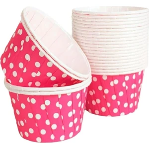 Pembe Puantiyeli 50'li Kek Kalıbı Fırında Dağılmayan 7 x 3.5  cm  Muffin Kalıbı Cupcake Stand Kapsülü