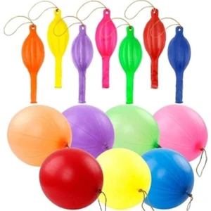 10 Adet Lastikli Zıpzıp Balon Ipli Punch Panç Büyük Balon