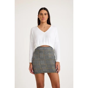 Ekose Desenli Mini Etek