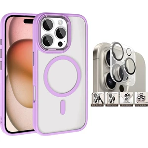 Apple iPhone 16 Pro Max Kılıf Wireless Şarj Özellikli Zore Krom Magsafe Silikon Kapak + Kamera Lens Koruyucu