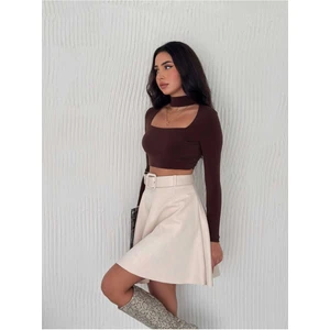 Kloş Süet Etek Kemerli /  Suede Skırt