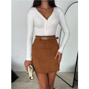 Süet Etek Kemerli /  Belt Suede Skırt Model