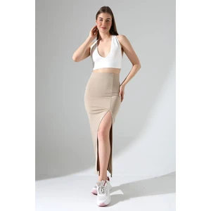 Win Moda Dalgıç Kumaş Yırtmaçlı Uzun Etek Maxi Boy 92 cm