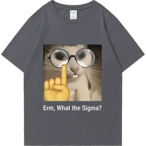 Tarz Sokak Erm, What The Sigma? Meme Funny T-Shirts Silly Cat Humor Print T Shirt Men Women Cute Vintage