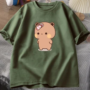 Tarz Sokak Erkekler T-Shirt Sevimli Karikatür Bubu Dudu Tshirt At Flip-Flop Atma Komik Pamuk Kısa Kollu