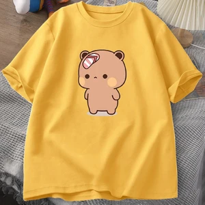 Tarz Sokak Erkekler T-Shirt Sevimli Karikatür Bubu Dudu Tshirt At Flip-Flop Atma Komik Pamuk Kısa Kollu