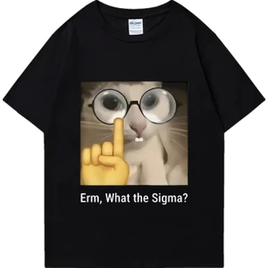 Tarz Sokak Erm, What The Sigma? Meme Funny T-Shirts Silly Cat Humor Print T Shirt Men Women Cute Vintage