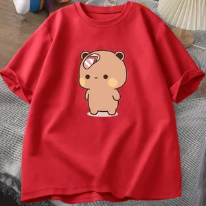 Tarz Sokak Erkekler T-Shirt Sevimli Karikatür Bubu Dudu Tshirt At Flip-Flop Atma Komik Pamuk Kısa Kollu