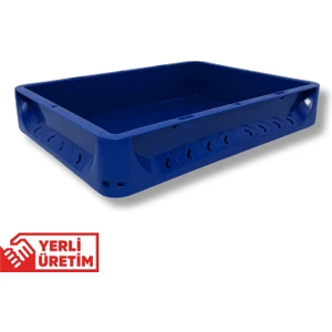1.Kalite Mavi Hamur Pasası 40x30x7.5 cm - Gıdaya Uygun Plastik Kasa Hamur Kasası 7 Litre