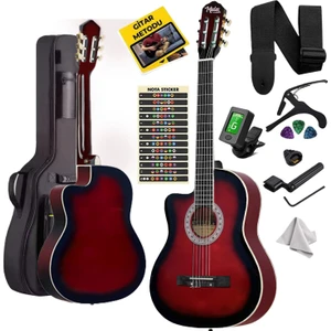 MGX-101RD Üst Kalite Solak Klasik Gitar Kırmızı Sap Ayarlı 4/4 Yetişkin