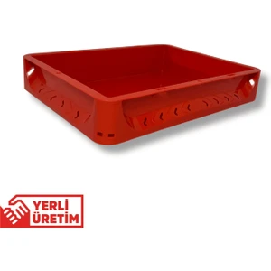 1.Kalite Kırmızı Hamur Pasası 40x30x7.5 cm - Gıdaya Uygun Plastik Kasa Hamur Kasası 7 Litre