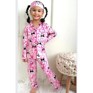 Kuromi Kedi Desenli Kız Çocuk Pijama Takımı - Pembe