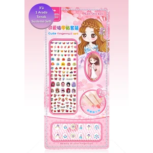BP Tattoo Renkli Çocuk Tırnak Sticker Seti, Nail Art Yüz Taşı ve Tırnak Törpüsü