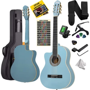 MGX-101LTB Üst Kalite Solak Klasik Gitar Açık Mavi Sap Ayarlı 4/4 Yetişkin