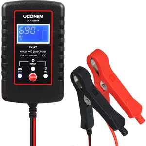 Ucomen UC-C120201A Siyah 6/12V 2A LED Göstergeli Akü Şarj Cihazı
