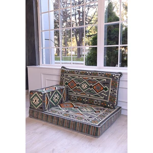 Bakırözü Home Şark Köşesi Takımı , 95  cm  Yer Minderi Takımı Anadolu Gri Modeli (3 Parça)