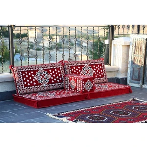 Bakırözü Home 1. Şark Köşesi Takımı Atlantis Kırmızı Modeli Sünger Dahil (4 Parça)