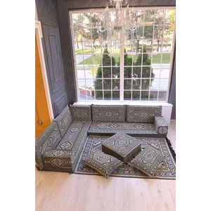 Bakırözü Home Şark Köşesi Takımı Konsepti Yahyalı Gri Modeli Koltuk Takımı Sünger Dahil (13 Parça)