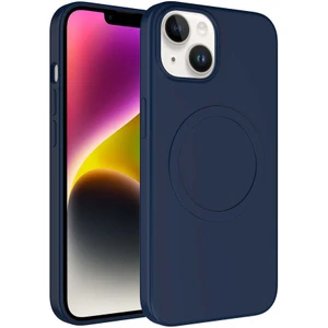 ZORE Apple iPhone 14 Kılıf Magsafe Wireless Şarj Özellikli Pastel Renk Silikon  Plas Kapak-Lacivert