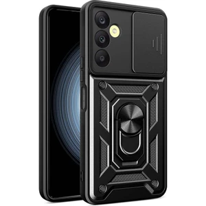 ZORE Samsung Galaxy A25 Kılıf Magnetik Standlı Kamera Korumalı  Sürgülü Vega Kapak-Siyah