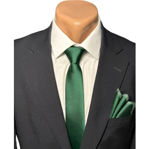 Zümrüt Yeşili Saten Kravat & Mendil