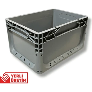 1.Kalite Gri Plastik Kasa 40x30x22 cm - Kokusuz Sağlam Plastik Kutu 21 Litre