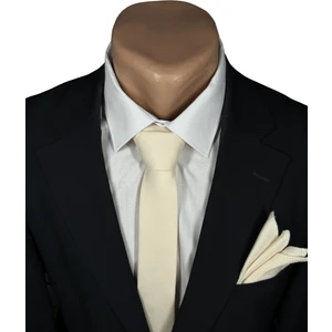 Krem Kuşgözü Kravat & Mendil