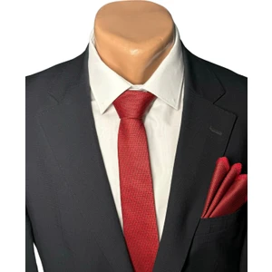 Kırmızı Kuşgözü Kravat & Mendil