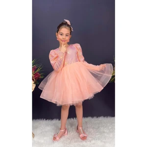 Mnk Baby & Kids Tütü Gren Etekli Kız Çocuk Pul Payetli Uzun Kol Kikidi Elbise MNK0583