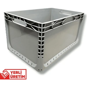 1.Kalite Gri Plastik Kasa 60x40x32 cm - Kokusuz Sağlam Plastik Kutu 65 Litre