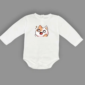 Mnk Baby & Kids Gözleri Parlayan Kedi Baskılı Bebek Body Zıbın Çıtçıtlı Badi