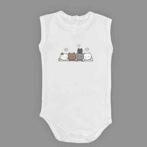 Mnk Baby & Kids Sevimli Kediler Baskılı Bebek Body Zıbın Çıtçıtlı Badi