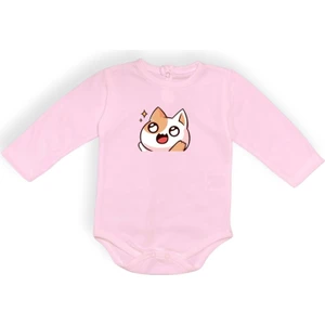 Mnk Baby & Kids Gözleri Parlayan Kedi Baskılı Bebek Body Zıbın Çıtçıtlı Badi