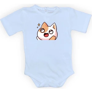 Mnk Baby & Kids Gözleri Parlayan Kedi Baskılı Bebek Body Zıbın Çıtçıtlı Badi