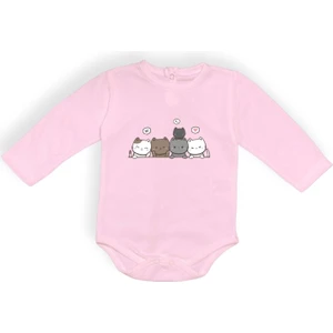 Mnk Baby & Kids Sevimli Kediler Baskılı Bebek Body Zıbın Çıtçıtlı Badi