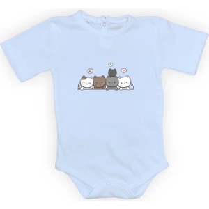 Mnk Baby & Kids Sevimli Kediler Baskılı Bebek Body Zıbın Çıtçıtlı Badi