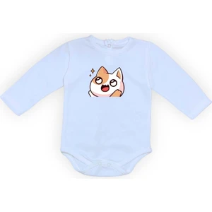 Mnk Baby & Kids Gözleri Parlayan Kedi Baskılı Bebek Body Zıbın Çıtçıtlı Badi