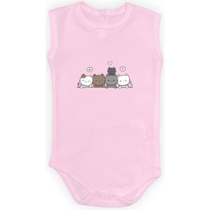 Mnk Baby & Kids Sevimli Kediler Baskılı Bebek Body Zıbın Çıtçıtlı Badi