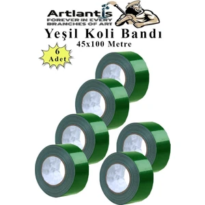 Yeşil Koli Bantı 100 Metre 6 Adet 45MM x 100 Metre Renkli Koli Bandı Extra Güçlü Formül Akrilik Koli Bandı