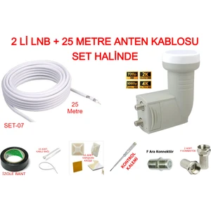 Çiftli Lnb ve 25 Metre Anten Kablosu Set Halinde Fullhd 4K Uyumlu Set-07