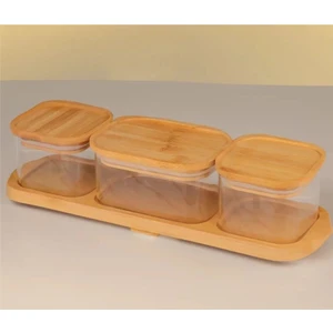 Bambu Kapaklı Tepsili Cam Kahvaltılık