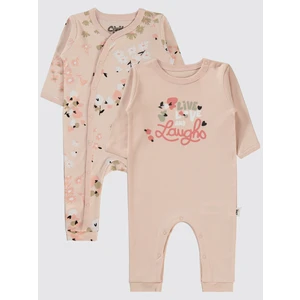 Civil Baby Kız Bebek Patiksiz Tulum 3-9 Ay Pudra