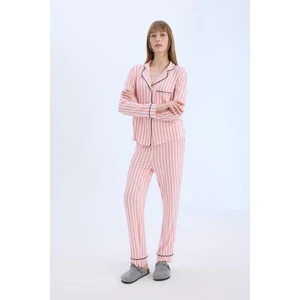 Pijama Takımı Çizgili Uzun Kollu Üst Beli Lastikli Uzun Altı-Fall in Love D6845AX25SP