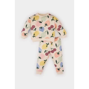 Kız Bebek 2'li Takım Meyve Desenli Bisiklet Yaka Sweatshirt Beli Lastikli Eşofman Altı E0201A525SP