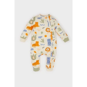 Erkek Bebek Yenidoğan Safari Baskılı Uzun Kollu Çıtçıtlı Tulum D8712A525SP