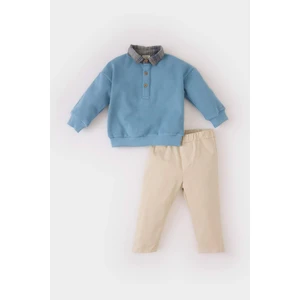 Erkek Bebek 2'li Takım Gömlek Yaka Sweatshirt Beli Lastikli Alt E0321A525SP