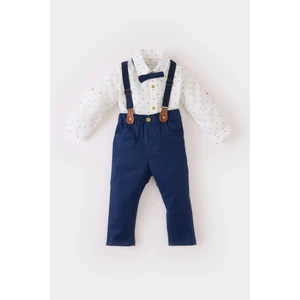 Erkek Bebek 3'lü Takım Desenli Uzun Kollu Gömlek Pantolon Pantolon Askısı D9367A525SP