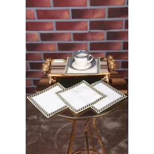 6'lı Linen Keten Kahve Yanı Kokteyl Parti Lüks Sunum Peçetesi Nakış Işlemeli Sunumluk 14*14 cm