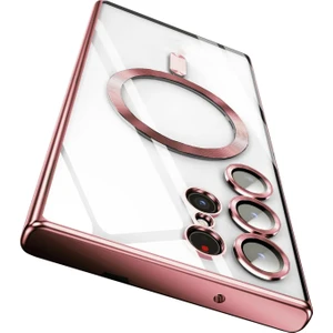 Samsung Galaxy S24 Ultra Uyumlu Kılıf Kamera Lens ve Hoparlör Toz Korumalı Kablosuz Şarj Özellikli Kenarları Renkli Arkası Şeffaf